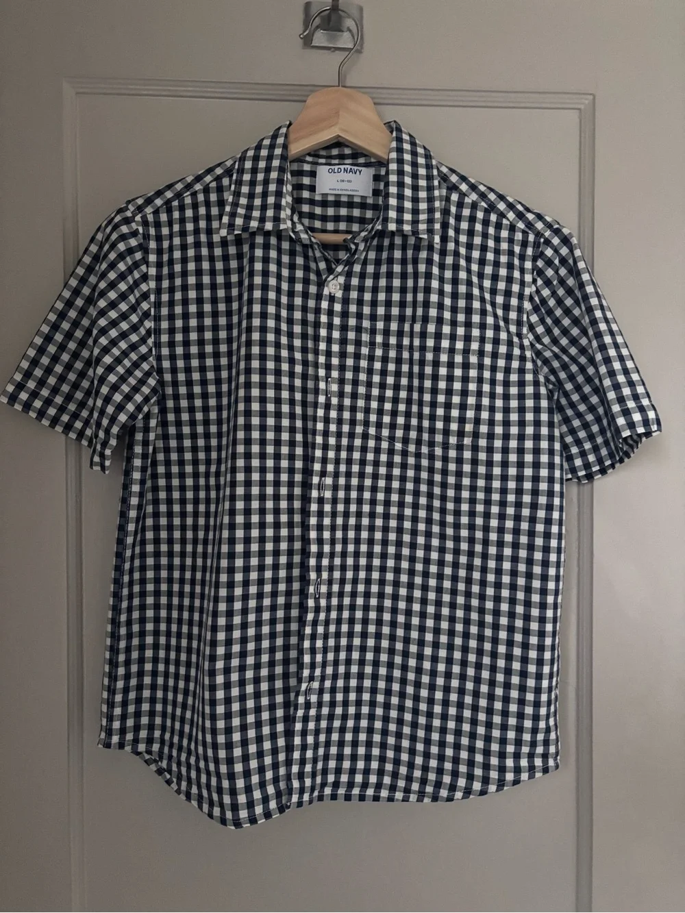 Old Navy Kids Short-Sleeve Navy 100% Cotton Button-Up Shirt
